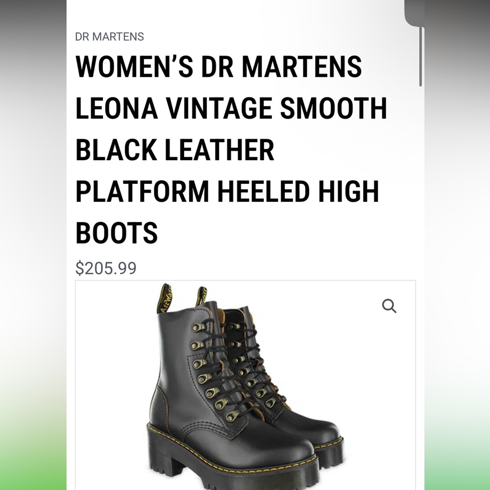 Dr. Martens Black Leather Platform Heeled Boots Style;Leona